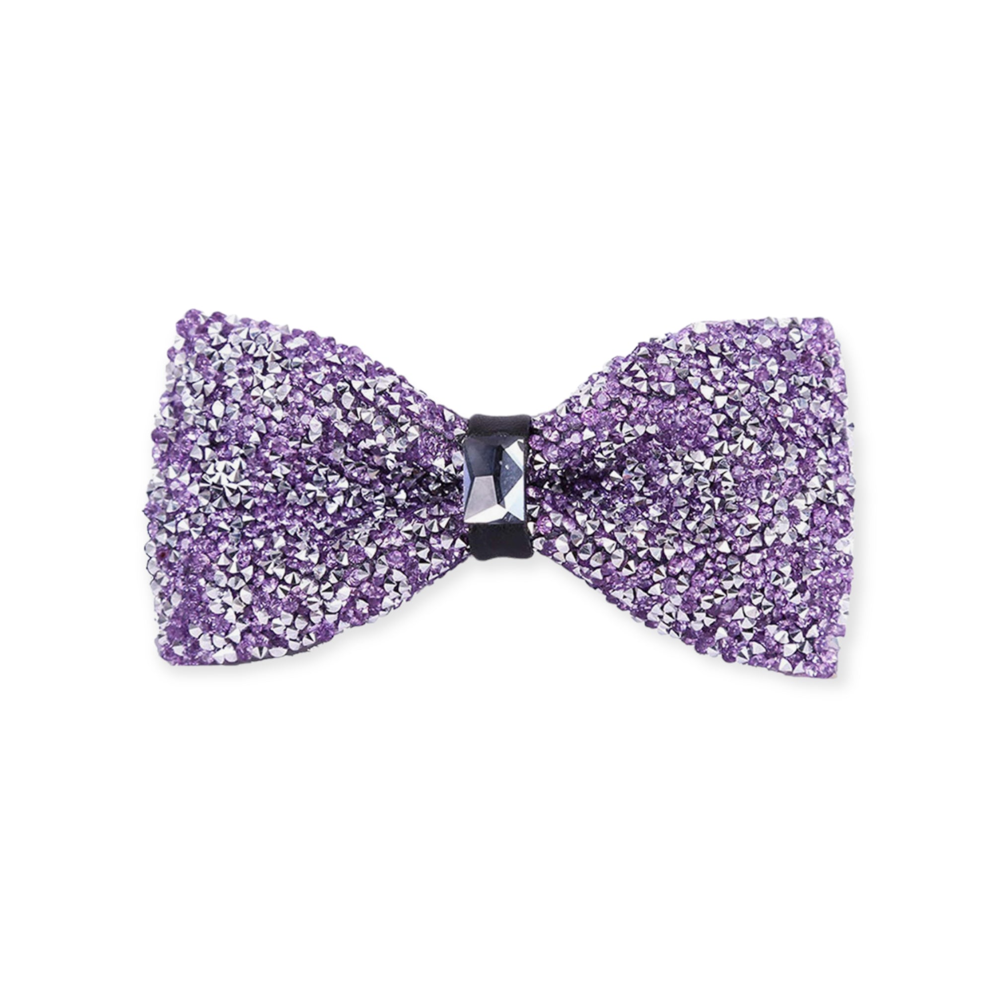 Lavender/Silver Crystal Bow Tie